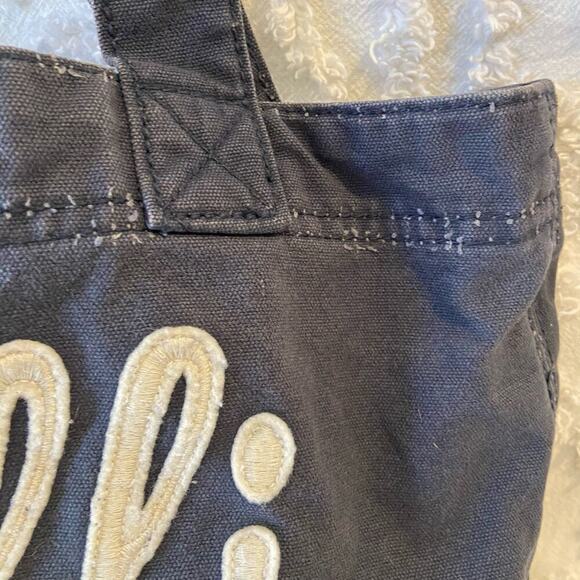 HOLLISTER Distressed Subliminal Canvas Tote Navy Blue Unisex Sz OS Retro Y2K - Picture 5 of 9